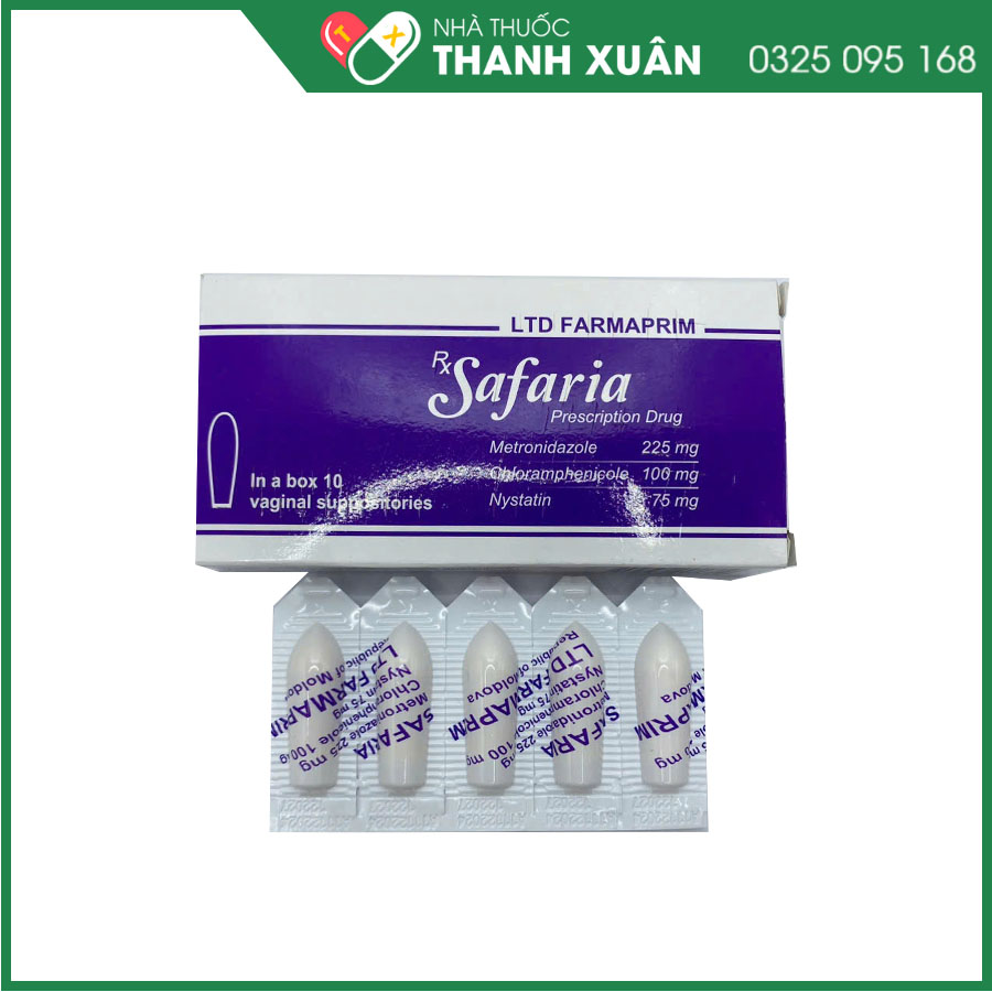 Safaria viên đặt điều trị nhiễm khuẩn âm hộ, âm đạo
